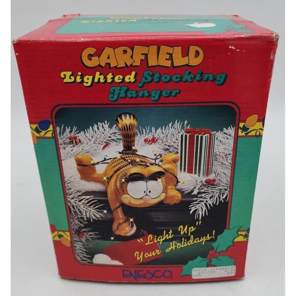 Enesco Garfield Light-Up Holiday Stocking Hanger 1978 with box - Picture 5 of 9